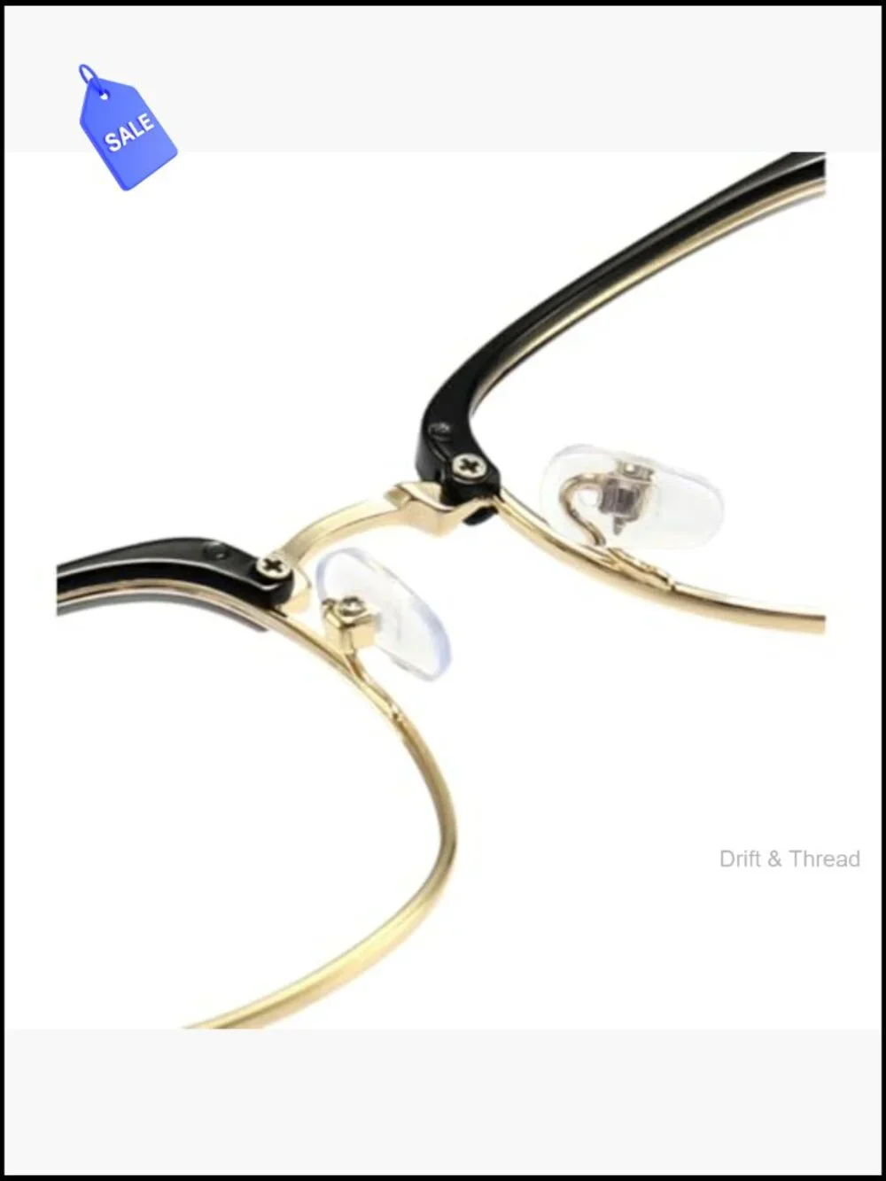 Vintage Stylish Semi-Rimless Clear Lens Glasses Blue Light Blocking